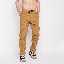 Khaki Gathered Relaxed Fit Trackpants