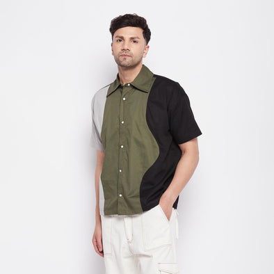 Tri Colour Cut & Sew Oversized Shirt