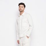 White Contrast Stitch Carpenter Shirt