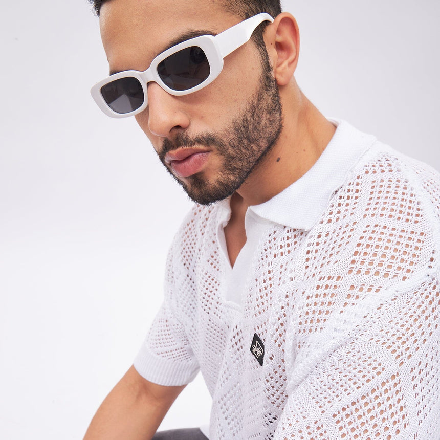 White Crochet Knitted Tshirt T-shirts Fugazee 