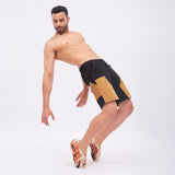 Black Corduroy Panel Carpenter Shorts