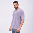 Lilac Textured Knitted Polo Tshirt T-shirts Fugazee 