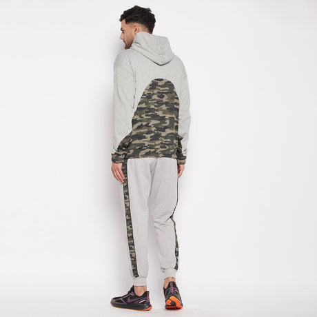 Grey Camo Cut-Sew Sweatshirt and Joggers Combo Tracksuit