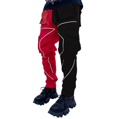 Red and Black Nylon Cargo Pocket Trackpant