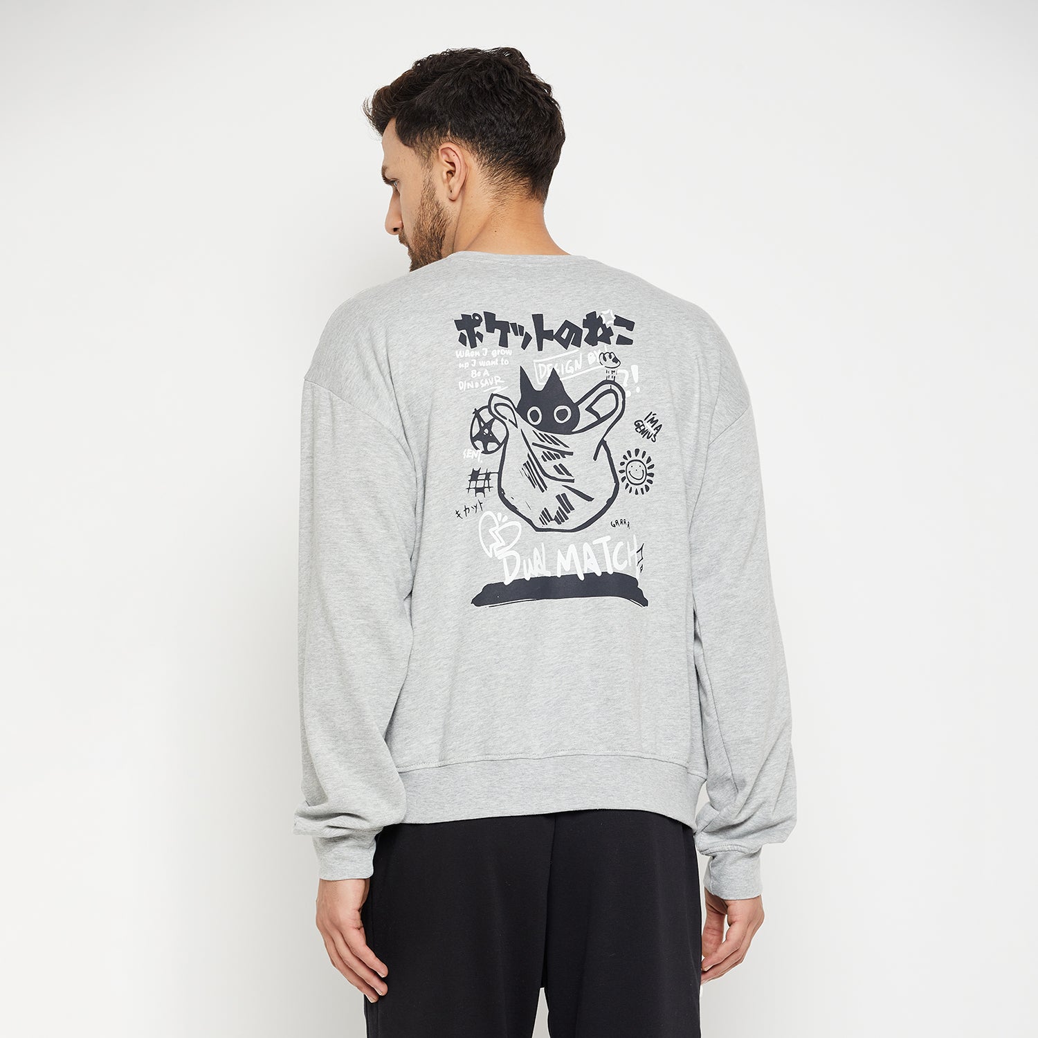 Grey Graphic Oversized Sweatshirt | Buy Mens Sweatshirt | Fugazee 