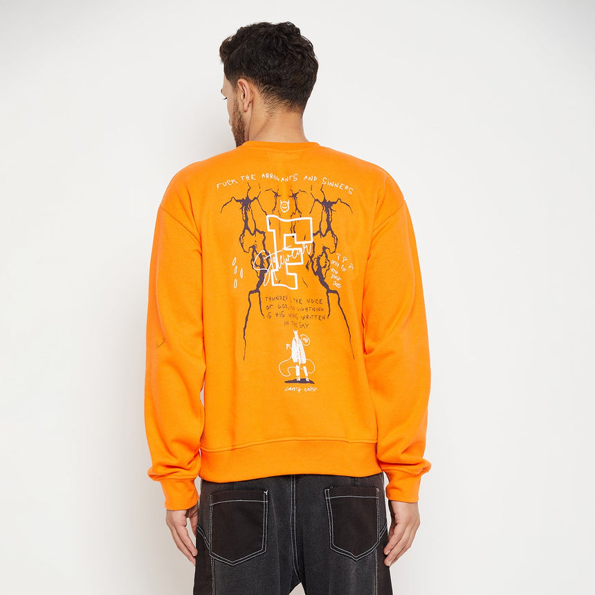 Orange Oversized Graphic Sweatshirt