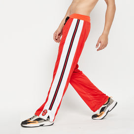 Red Mesh Boot-Cut Trackpants