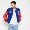 Blue Woollen Faux Leather Sleeves Letterman Varsity Jacket