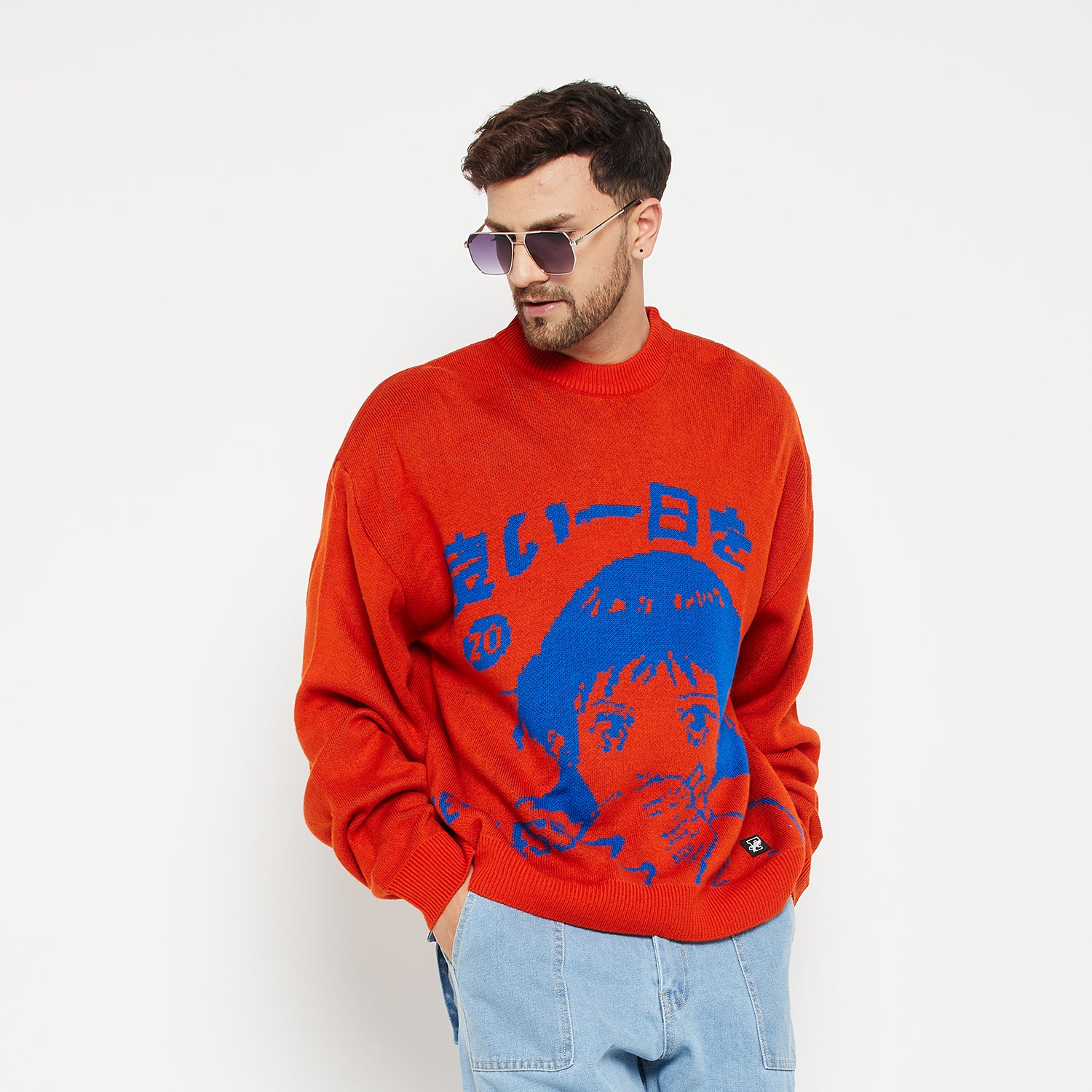 Orange Anime Oversized Sweater  Buy Mens Sweaters  Fugazee  FUGAZEE
