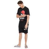 Black Oriental Waves Tshirt & Shorts Clothing Set