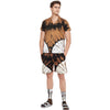 Brown Tie & Dye Cuban Shirt & Shorts Combo Set With Matching Socks