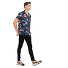 Navy Floral Print Cuban Shirt
