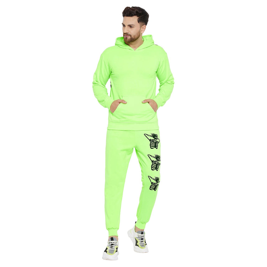 Neon Green Skeleton Print Oversized Sweatpants Trackpants Fugazee 