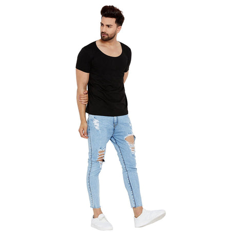 Black Deep Scoop Neck Tee T-Shirts - Fugazee