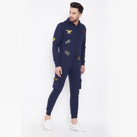 Navy Patched Onesie Jumpsuit - Fugazee