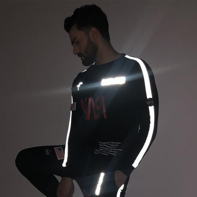 Black NASA Space Reflective Sweatshirt Sweatshirts - Fugazee