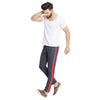 Navy Contrast Taped Chinos Trousers - Fugazee