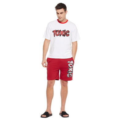 Red Toxic Oversized Tshirt And Shorts Clothing Set