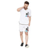 White Mesh Tattooed Taped Tshirt and Shorts Combo Suit