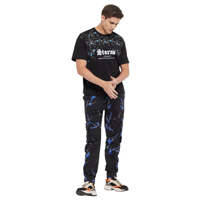 Thunderstorm Oversized Graphic Tshirt & Cargo Trackpants Clothing Set