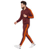 Wine Contrast Taped Hooded Sweatshirt Sweatshirts - Fugazee