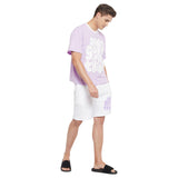 Plum Oversized Printed Tshirt & Shorts Clothing Set