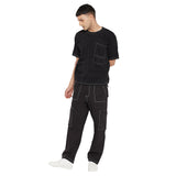 Black Oversized Carpenter Tshirt & Cargo Pants Combo Set Clothing Set Fugazee 