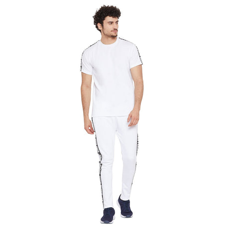 White Contrast Taped Tee T-Shirts - Fugazee
