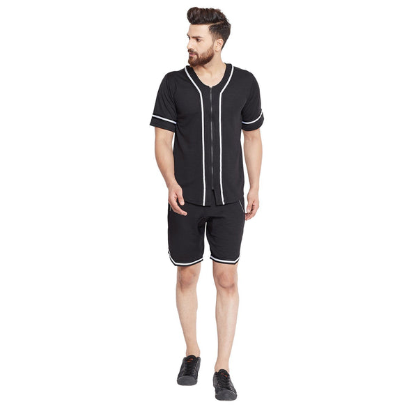 Black Mesh BaseBall Shirt & Shorts Combo Suit Suits - Fugazee