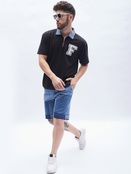 Black Polo Neck Oversized Tshirt
