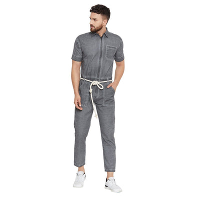 Cement Pigment Washed Jumpsuit Jumpsuit - Fugazee