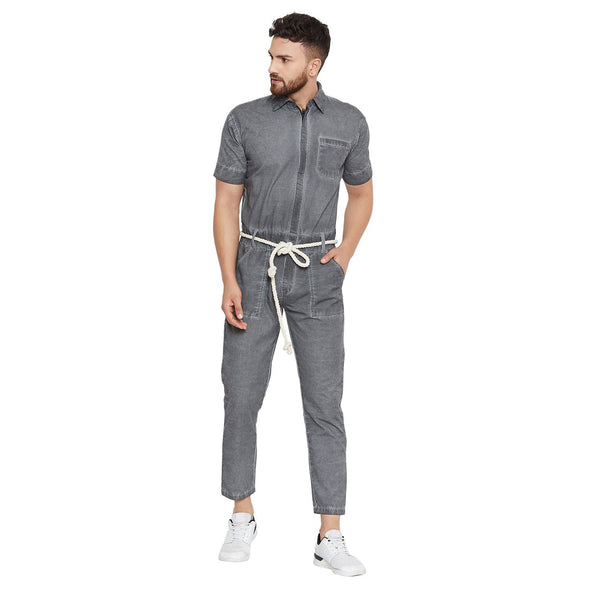 Cement Pigment Washed Jumpsuit Jumpsuit - Fugazee