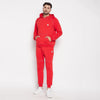 Red Contrast Stich Relaxed Fit Trackpants