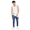 White Triangular Distressed Vest Vest - Fugazee
