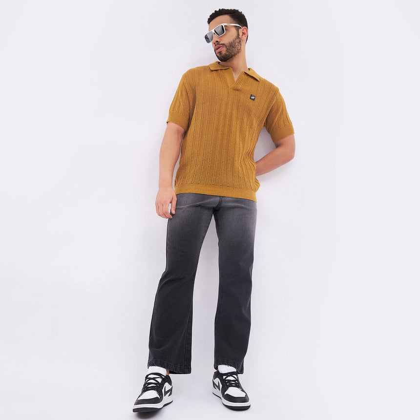 Mustard Knit Polo Tshirt T-shirts Fugazee 
