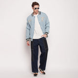 Blue Denim Varsity Jacket