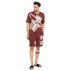 Brown Headache Graphic Tee and Shorts Combo Clothing Set