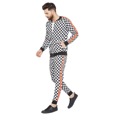Checkered Print Taped Combo JogSuit Suits - Fugazee