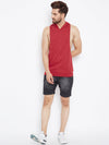 Red Hooded Stringer Vest Vest - Fugazee