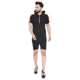 Black Neon Orange Reflective Taped Shorts Shorts - Fugazee