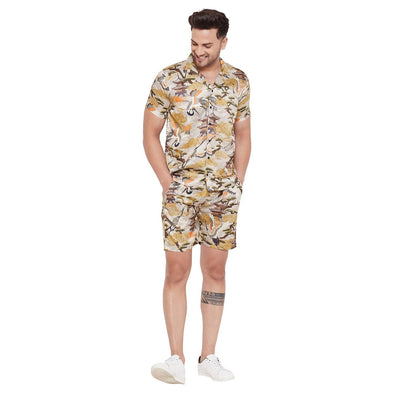 Kyoto Oriental Printed Cuban Shirt and Shorts Combo Set