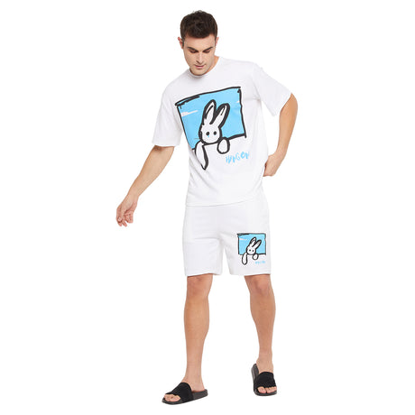 White Hang On Printed Tshirt And Shorts Clothing Set