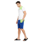 White Lime Patch Crew Neck Tshirt and Blue Shorts Combo Clothing Set Clothing Set Fugazee 