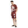 Brown Headache Graphic Tee and Shorts Combo Clothing Set