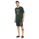 Moss Green Invasions Printed Tshirt & Shorts Clothing Set