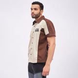 Beige & Brown Moto Shirt Shirts Fugazee 