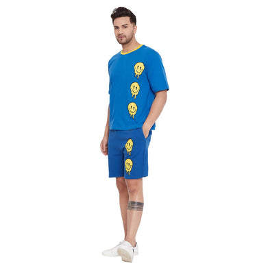 Melted Smiley Oversized Graphic Tshirt and Shorts Combo Set