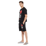 Black Oriental Waves Tshirt & Shorts Clothing Set