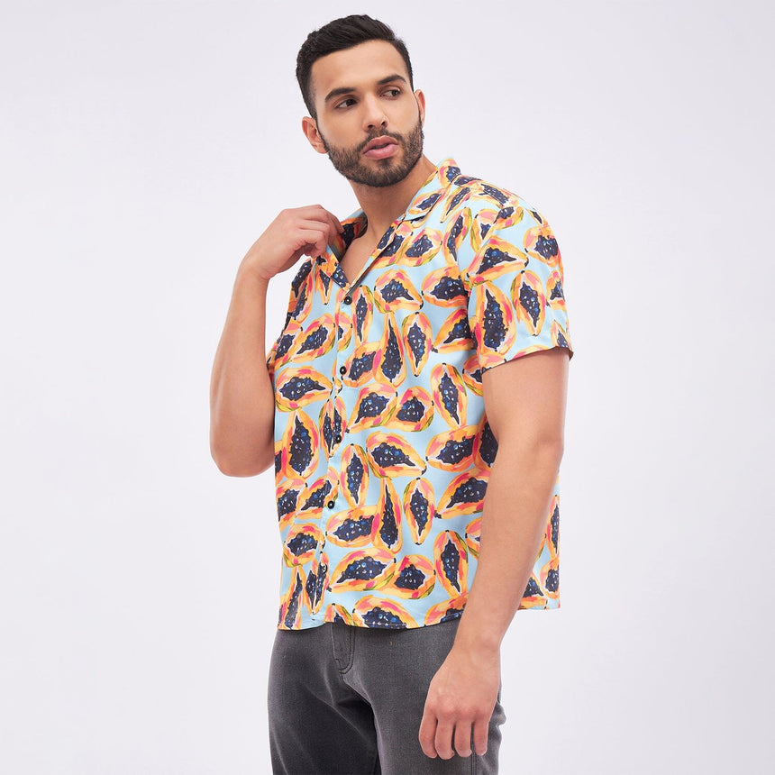 Papaya Print Cuban Shirt