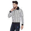 White Stripped Fur Collar Bomber Jacket